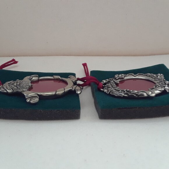 Seagull Pewter Christmas Photo Ornaments Vintage Never Used In Boxes - Picture 8 of 10